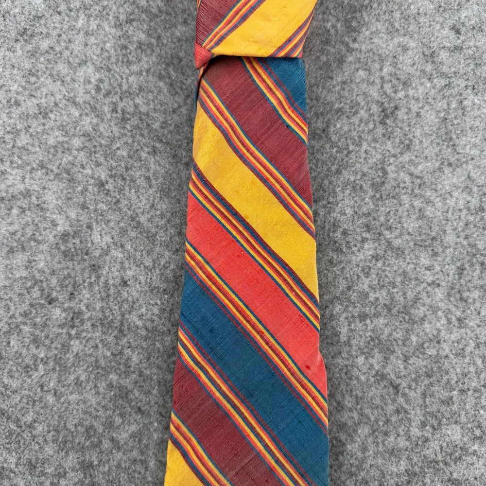 VTG John Wanamaker Necktie Mens OS Wide Diagonal Stripe Multi Silk Handcraft EUC
